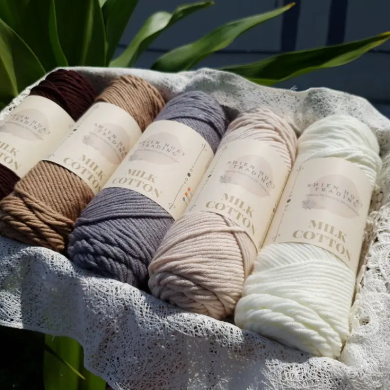 Benang Kait Milk Cotton/ 8ply Milk Cotton Yarn/ Tufting Yarn / Russian Punch Needle Yarn/ Crochet Yarn/ Amigurumi Knitting