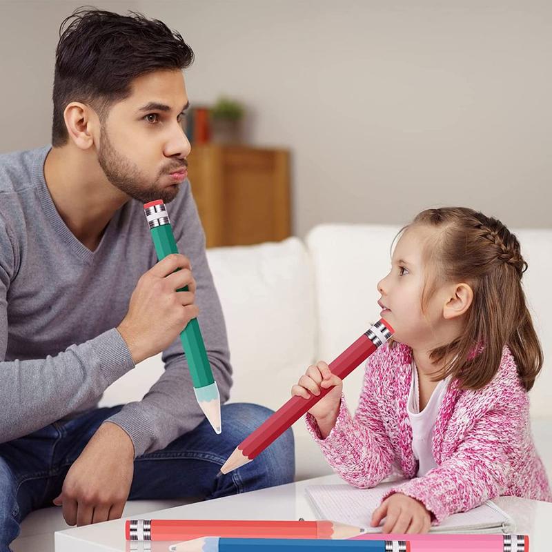 Đồ Trang Trí Tiệc Sáng Tạo Cho Trẻ Em, Đồ Dùng Học Tập Và Văn Phòng Cho Bé Trai Và Bé Gái, Bút Chì Khổng Lồ 35Cm, Bút Chì Gỗ Jumbo Có Nắp Và Tẩy 3