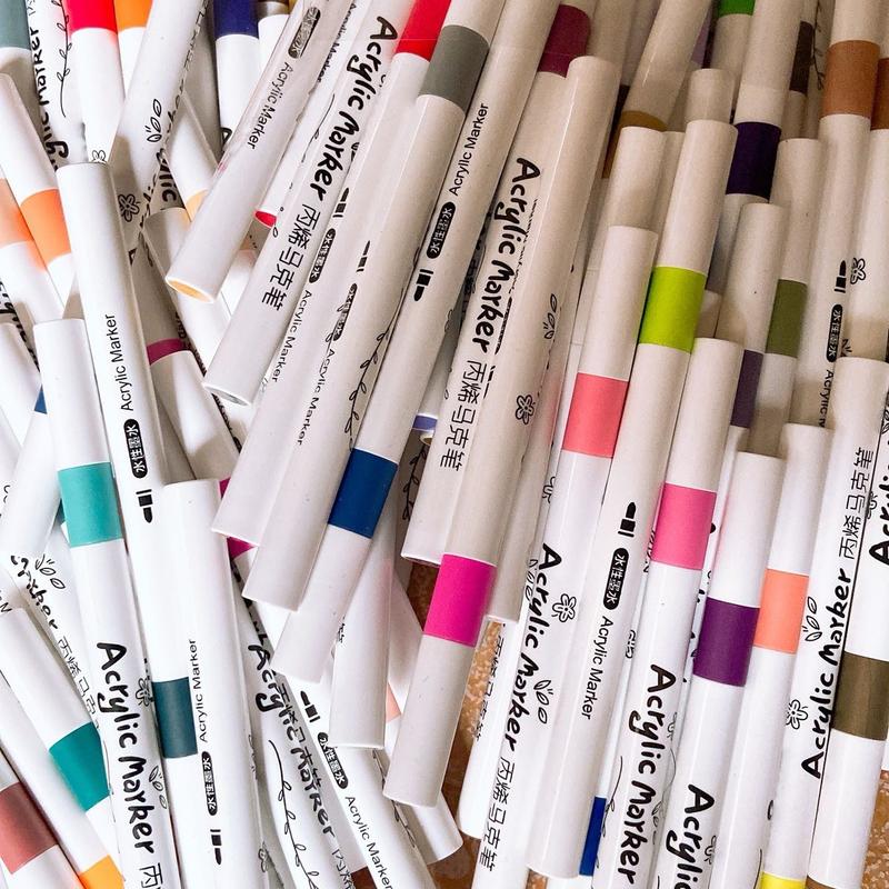 120 màu chính hãng không hộp Bộ màu acrylic marker tô vẽ được trên mọi chất liệu 120 bút gốc bomau brush thiên long