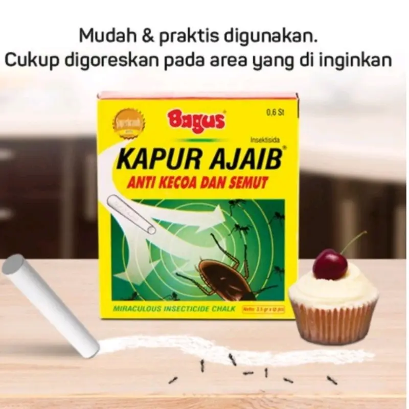 Insektisida Kapur Ajaib Anti Semut dan Kecoa, Berat Kotor 100 gr, 12 pcs/kotak 0