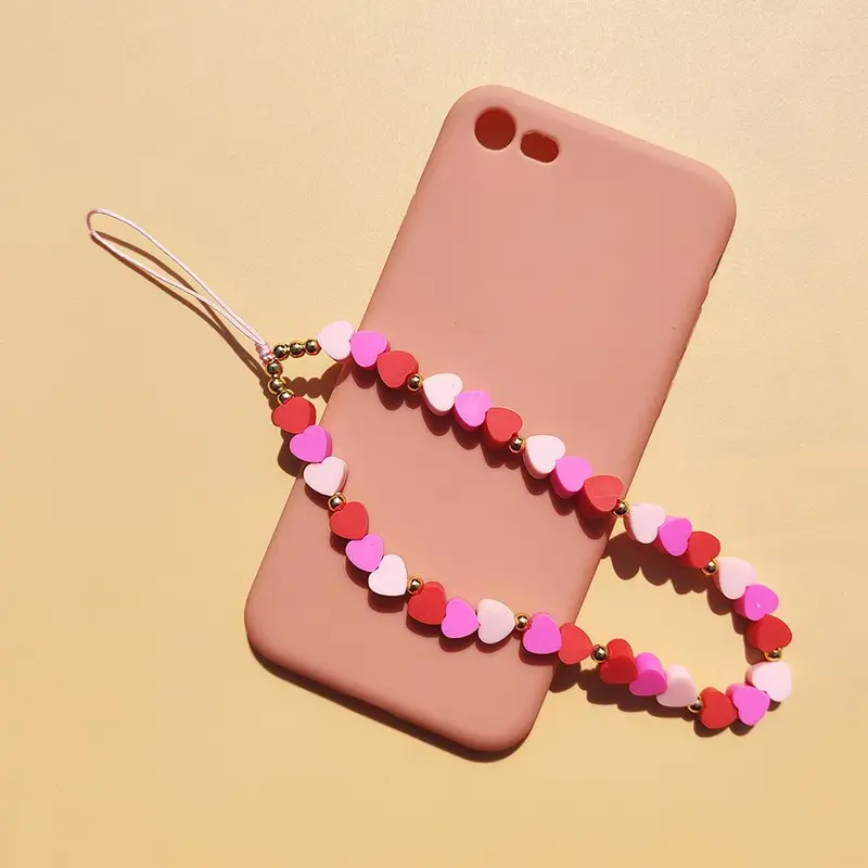 Fashionable Heart Shaped Phone Strap, Cute Colorful Decorative Cellphone Chain, Pendant Ornament For Girl Phone Key 6