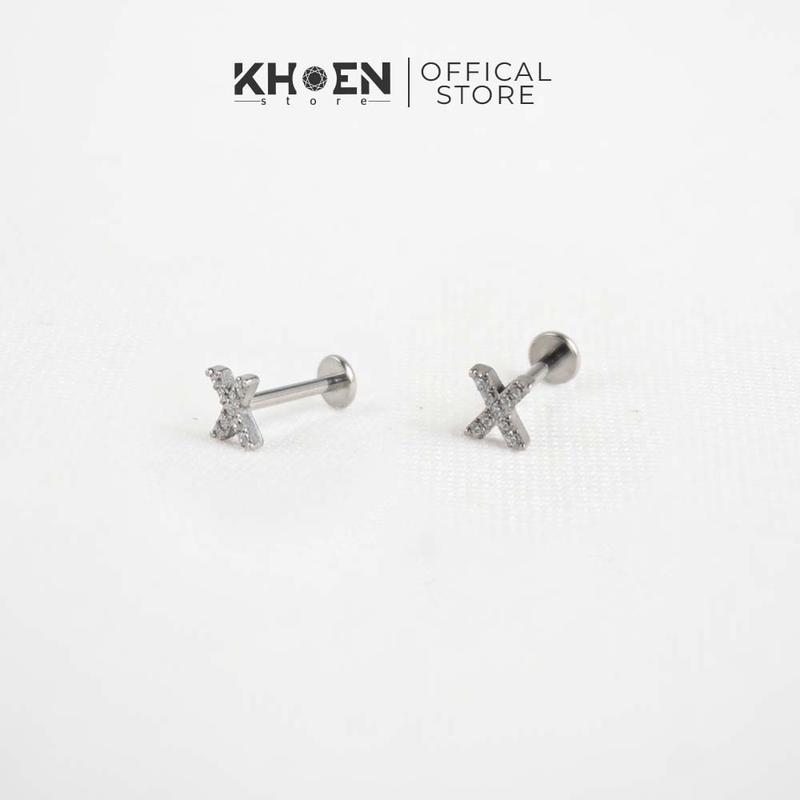 (1 Chiếc) Khuyên Chữ X Đá - Titanium G23 - Khoen Store 0