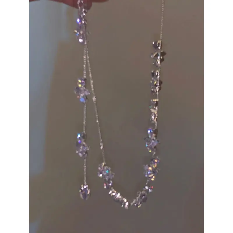 Dây Chuyền Xương Đòn Zircon Bất Đối Xứng Cổ Tích Nước Mắt Đẹp Và Siêu Thanh Lịch, Giá Cả Phải Chăng, Sang Trọng, Thích Hợp Cho Người Sành Điệu, Vòng Cổ Kim Cương Sáng Bóng Tinh Tế Phong Cách Tân Ins Mới 1