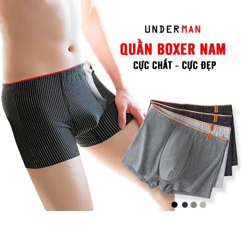 Quần Lót Nam Cao Cấp cotton nguyên chất UNDER.MAN, Quần sịp nam co giãn 4 chiều, mát mịn thoáng khí, Quần Boxer short Menswear - SN02 xxl cúc Thun curve short 0