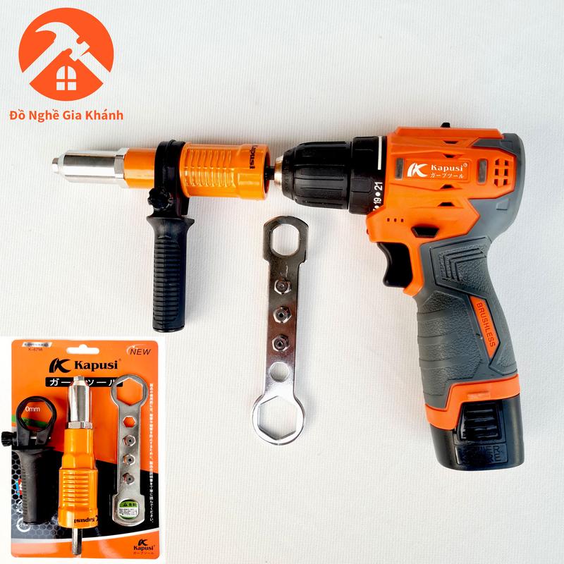 Đầu rút rive đinh tán dùng cho máy khoan pin,khoan điện kapusi