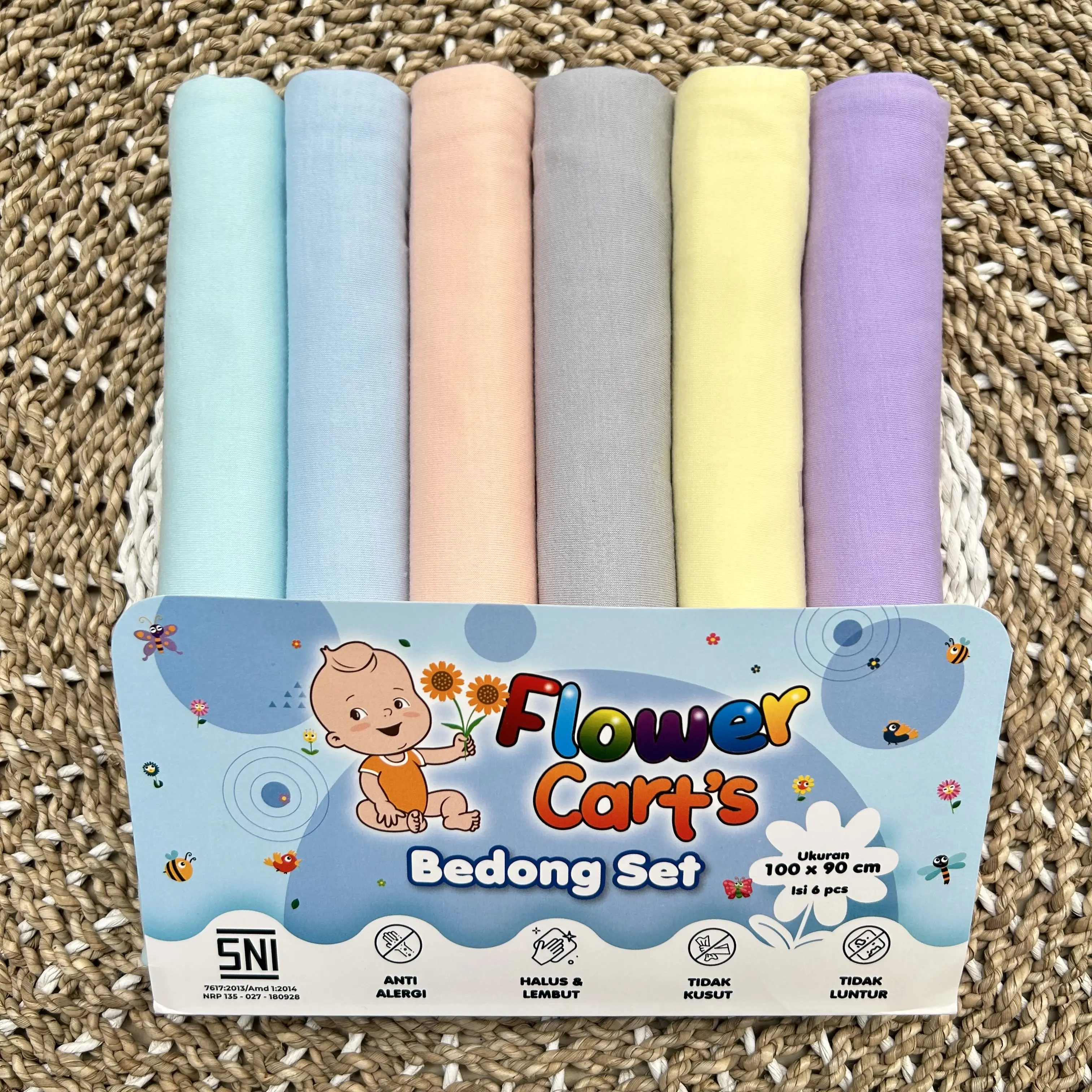 6Pcs Bedong Bayi Kaos Polos Premium Ukuran 100x90cm