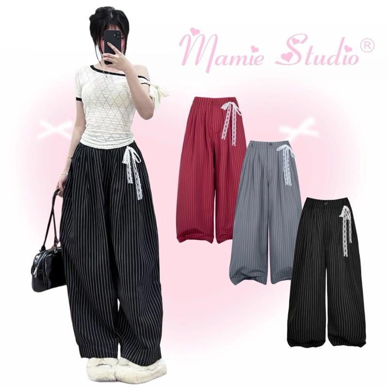 MaMie Studio- Striped Pants tặng dây ren - Quần dài kẻ sọc form harem unisex vải oxford premium mềm mỏng nhẹ, có lưng thun co giãn thoải mái.