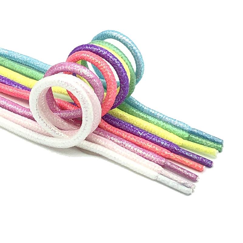 Product Introduction of New Round Colorful Shoelaces Glitter White Shoelaces of sneakers Metallic Shiny gold  silver Flat shoe laces sports running Lace 10