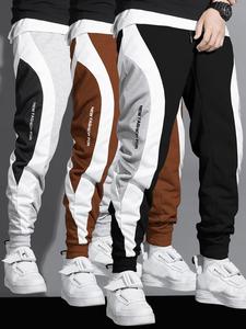 Men's Colorblock Letter Print Drawstring Waist Sweatpants, Regular Fit Casual Comfy  Jogger Pants for Daily Wear, Men's Trousers for All Seasons