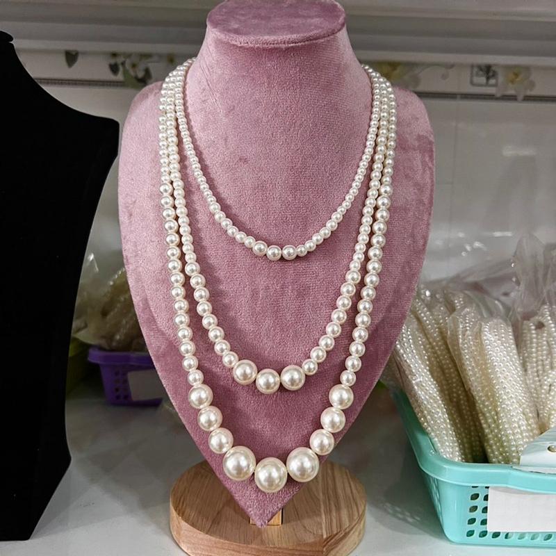 [ DAISYN ] N664 vòng cổ áo ngũ thân, dây chuyền áo tấc, dây chuyền áo dài 3 sợi ngọċ trai nhân tạo sang trọng