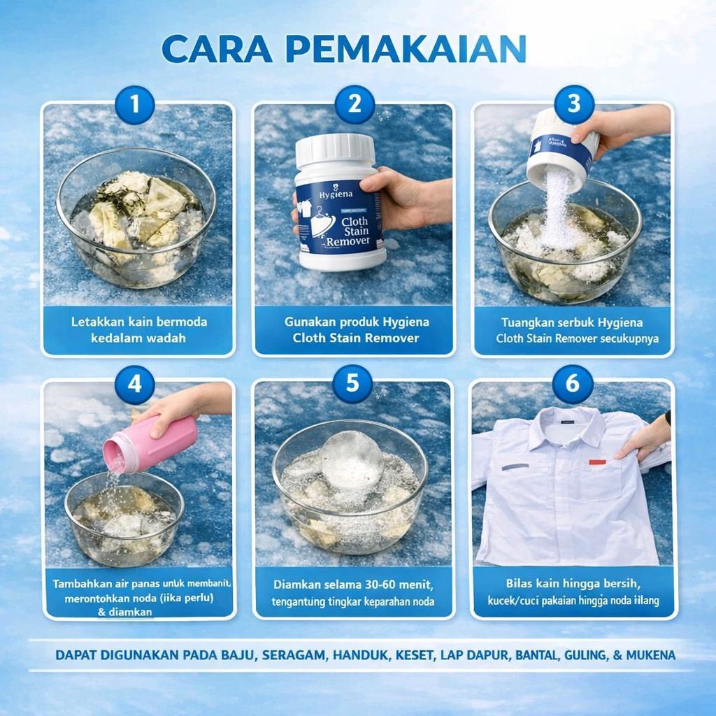 Penghilang Noda & Jamur Pakaian Hygiena – Cloth Stain Remover | Ampuh Hilangkan Noda Kuning, Jamur, Makan | Anti Bakteri
