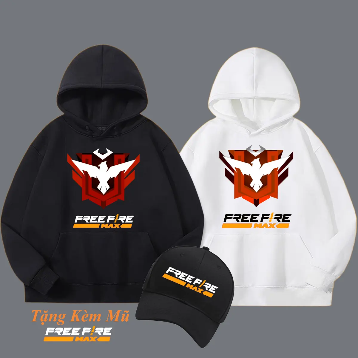 Áo Hoodie Free Fire Max Nam [ TẶNG KÈM 1 Nón ] 2 Màu Đen Trắng Rank Huyền Thoại