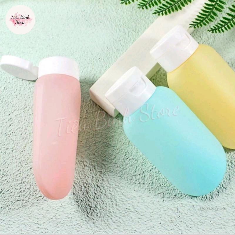  Set 3 chai chiết mỹ phẩm du lịch Chai Nhựa Nắp Bật chai silicon có dây ràng miệng nắp chắc chắc chống rò rỉ  Đựng Dầu Gội Sữa Tắm Lotion Toner Đựng Gia Vị Đựng Đồ Ăn túi  đựng kem body 