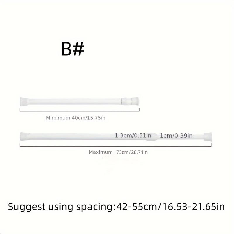 Product Introduction of 1 piece of non stamped telescopic rod, built-in spring fixed curtain rod, wall mounted towel rod, fixed decorative shower curtain curtains and door curtains, bathroom accessories 4