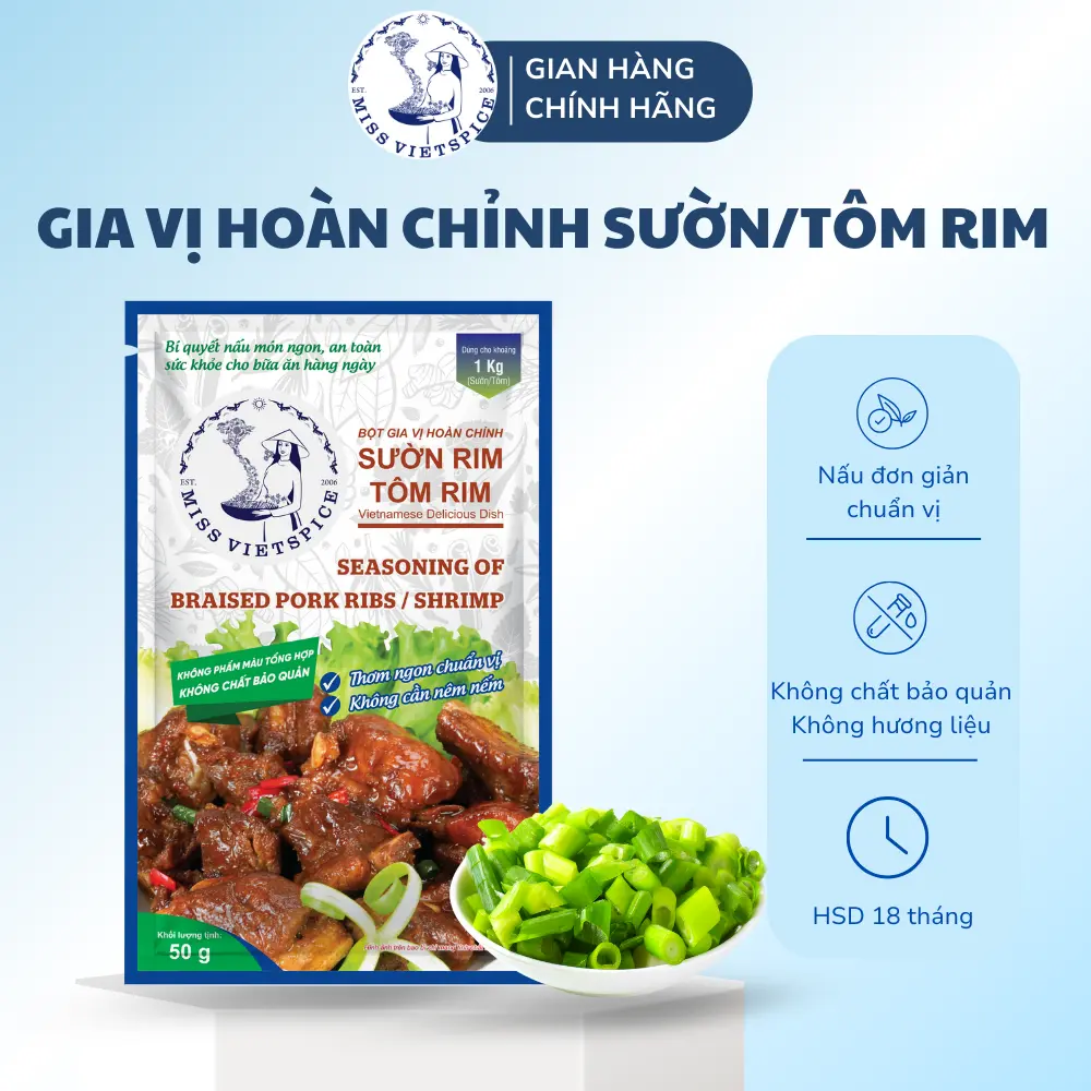 Gia Vị Trân Châu l Gói gia vị hoàn chỉnh nấu SƯỜN RIM, TÔM RIM 60g