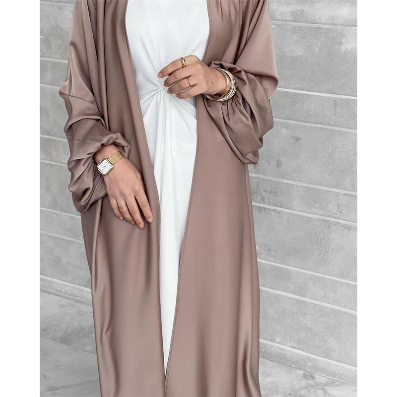 Trang Phục Hồi Giáo Châu Âu Và Mỹ Cho Phụ Nữ, Váy Tay Phồng, Áo Cardigan Satin Trung Đông, Áo Choàng Hồi Giáo, Abaya 4