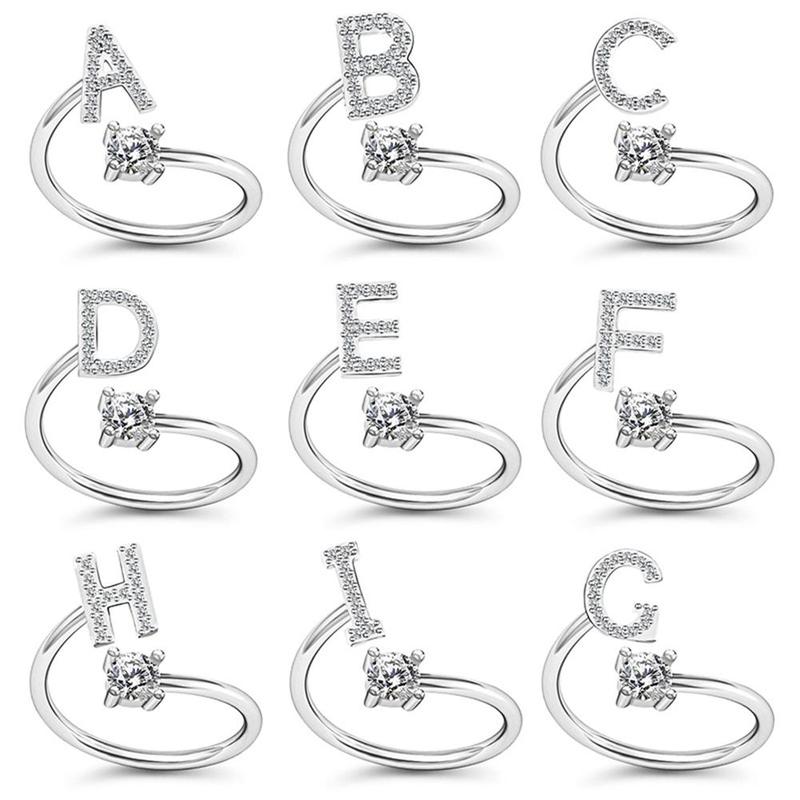 Fashion Exquisite Simple 26 Initial Letter Adjustable Ring Women Friendship  Gift #314211 0