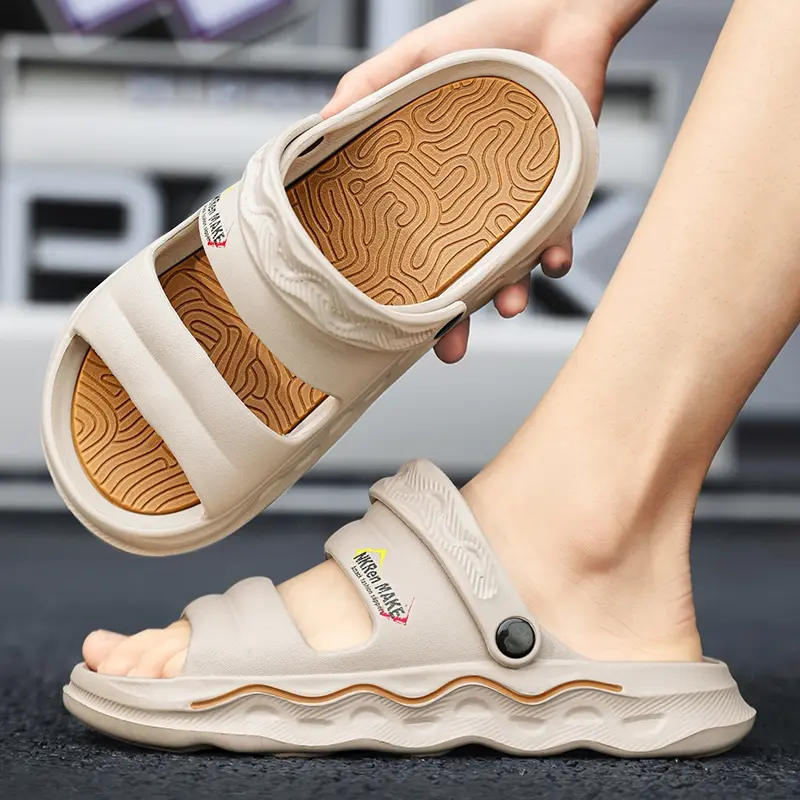 Slippers Men's Summer Thick Bottom Non-slip Outside Wear Sports Beach Sandals Mop Teenagers Dual-use Vietnam Sandals Large Size 46
