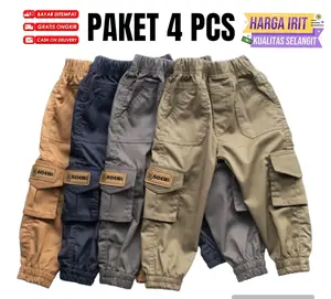 4 pcs celana cargo anak laki laki usia 1-12 tahun-jogger cargo anak laki laki Distro