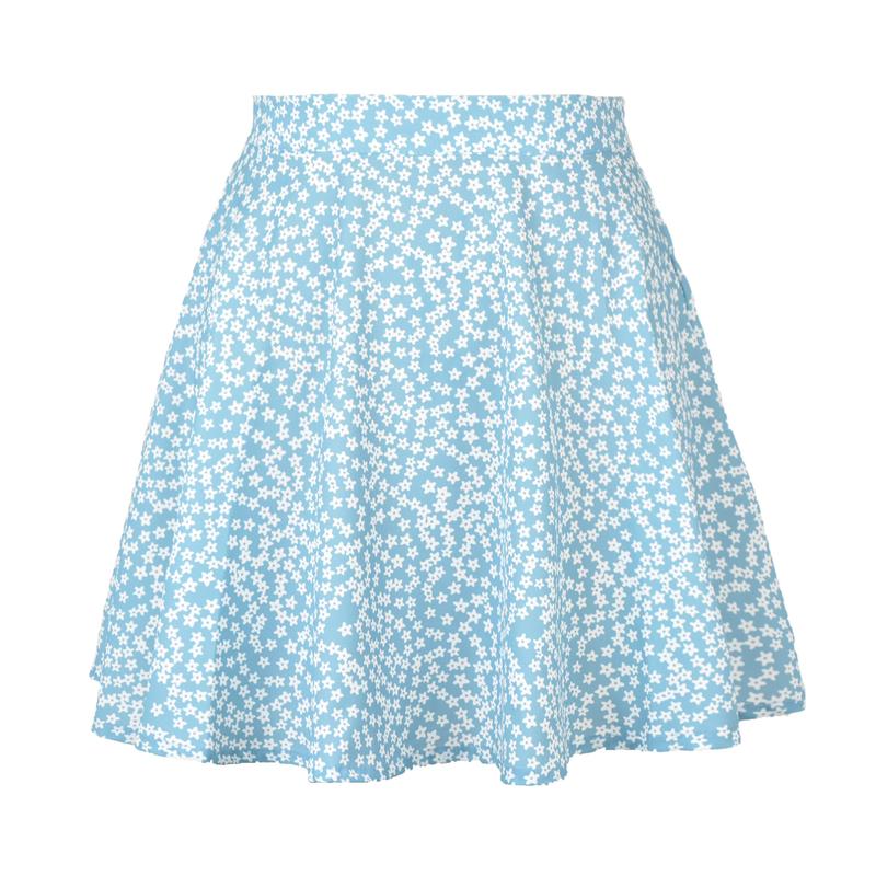 [LS] Floral Skirt Chiffon Printed Umbrella Skirt Fresh Invisible Zipper Skirt Lady Fashion Basic New Hot Sale Womenwear Minimalist Model 6644 6