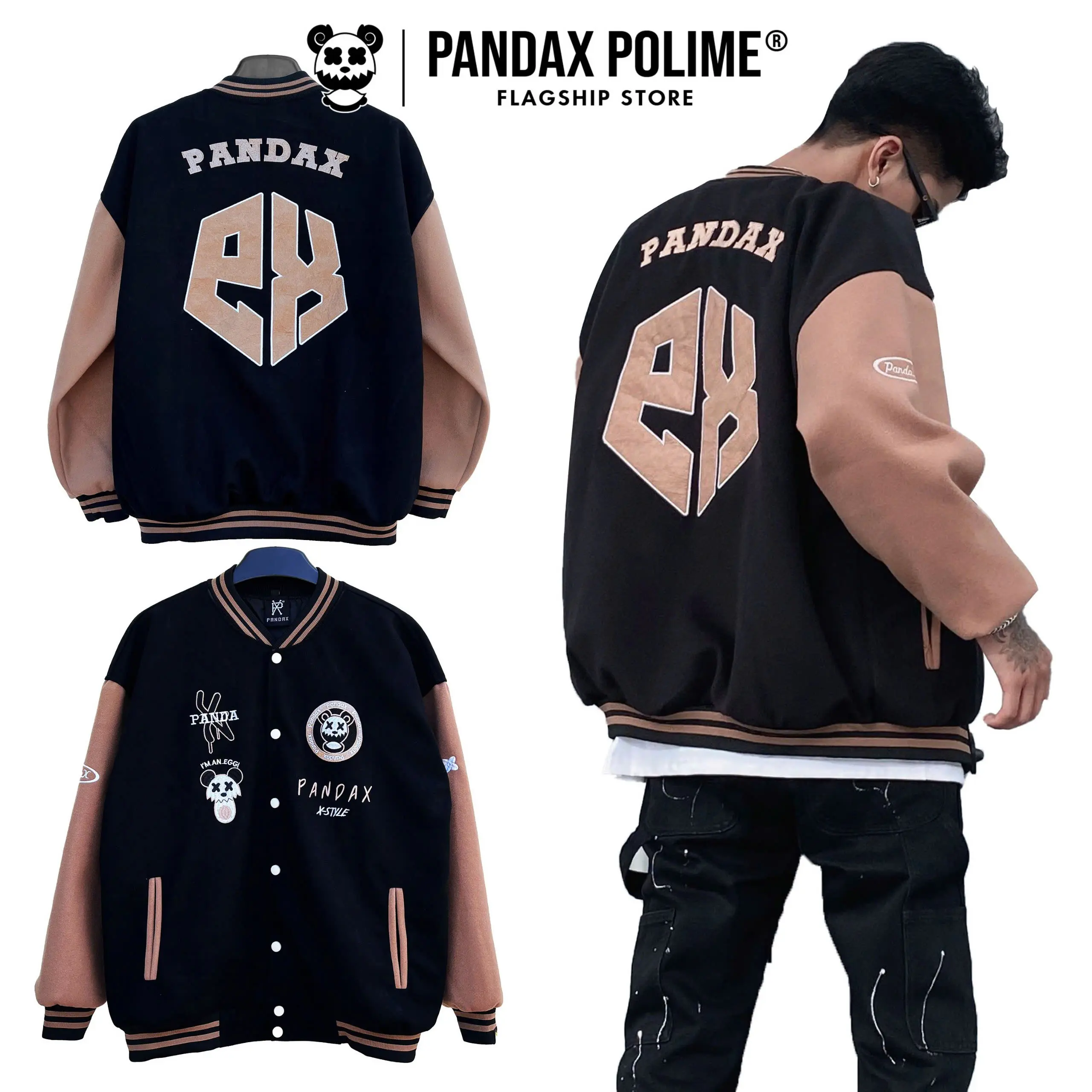 Áo khoác bomber varsity nam jacket Pandax Studio [ Full Box ]- Áo khoác bóng chày unisex form rộng Local Brand Menswear