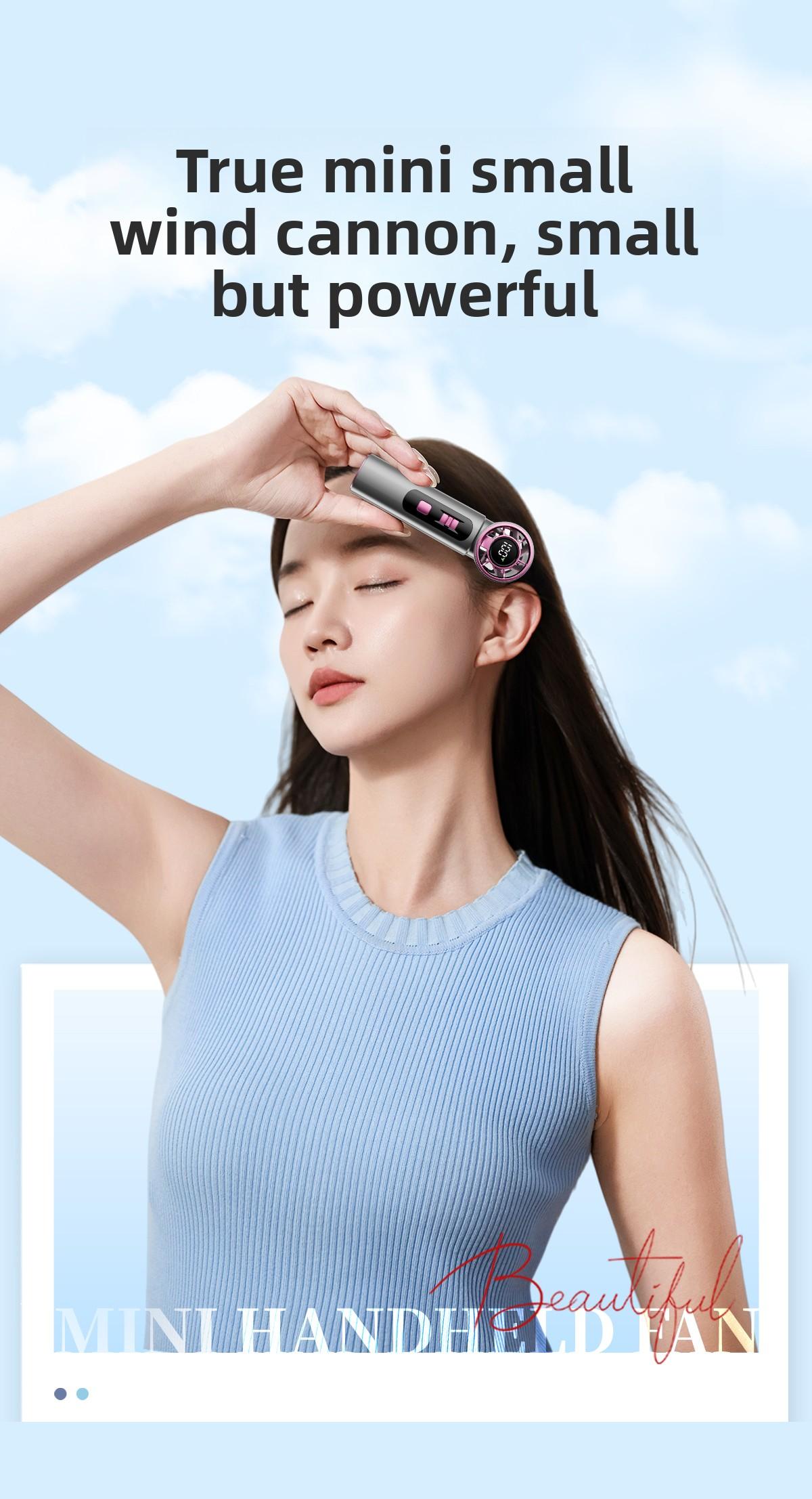 Kipas Pendingin, Kipas Genggam Mini Bergaya, Kecepatan Angin Ekstra Tinggi dengan 100 Pengaturan Kecepatan, Kipas Turbin Portabel untuk Luar Ruangan