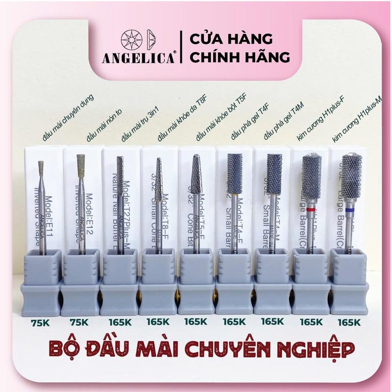 Đầu mài ANGELICA nhặt da nail đầu mài mài khoé phá gel bột chất liệu kim loại chuyên dụng