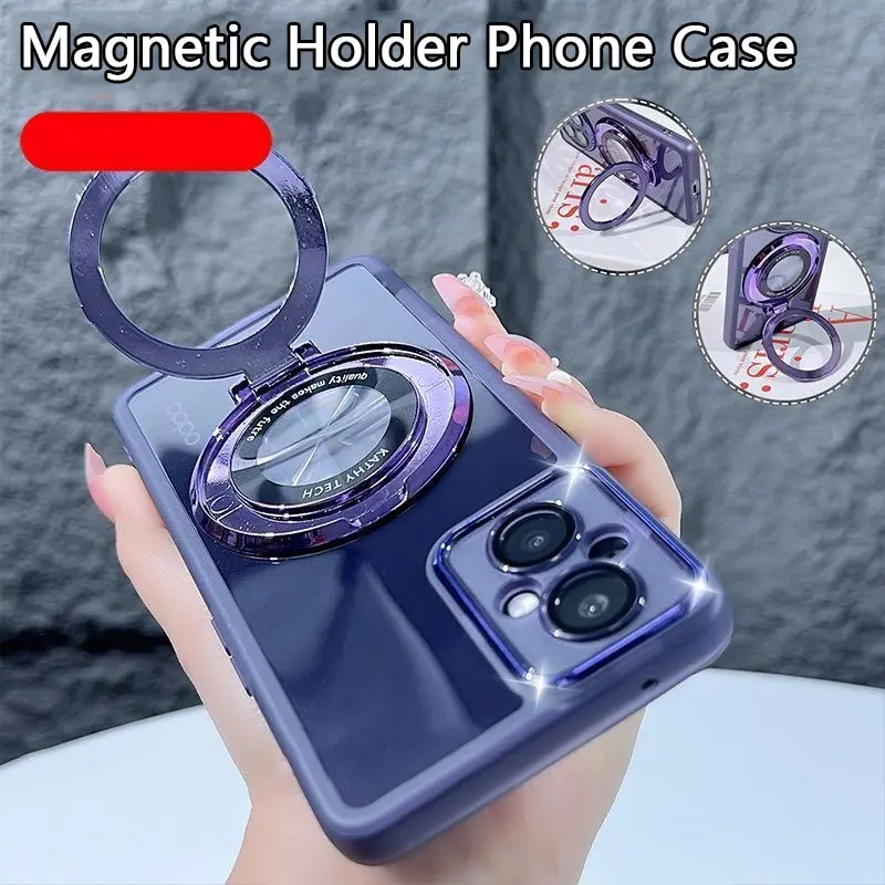 Oppo Reno 11 12 11F 10 8Z CTX 6 5 5G case Oppo ren8 Z 8t A79 A60 A18 A38 A98 A78 A77 5G case Oppo Reno 7 8 10 11 pro + 5G case clear transparent shockproof phone case with magnetic with ring holder bracket camera protector lens cover soft jelly case