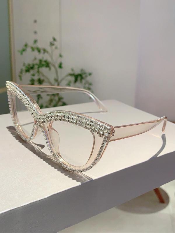 Women's Elegant Rhinestone Decor Cat Eye Frame Eyeglasses, Trendy Vintage Eyeglasses, Chic All-match Fashion Accessories for Daily Use 3