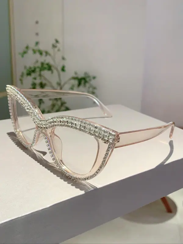 Women's Elegant Rhinestone Decor Cat Eye Frame Eyeglasses, Trendy Vintage Eyeglasses, Chic All-match Fashion Accessories for Daily Use 3