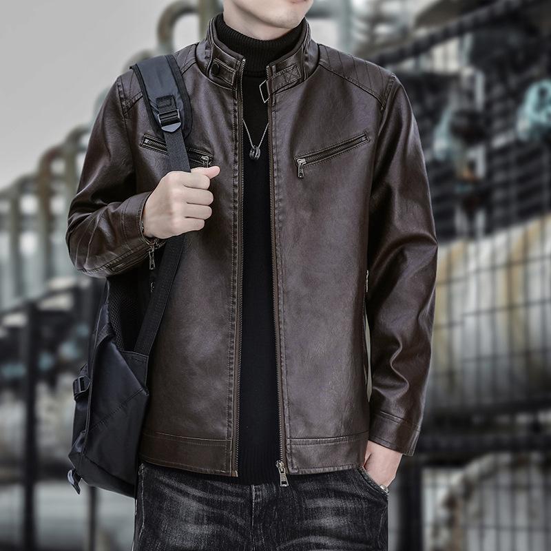 Áo Khoác Da Nam, Áo Mới, Xu Hướng Thu Đông, Cổ Đứng, Quần Áo Xe Máy, Quần Áo Bảo Hộ Lao Động
