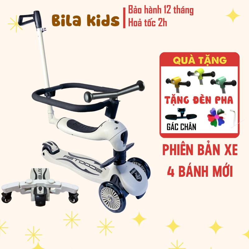 Xe scooter  RUNBRO 3in1 chòi chân cho bé scoot and ride trượt tập đi 1-6 tuổi có tay đẩy, vòng bảo vệ bánh xe phát sáng Đồ Chơi