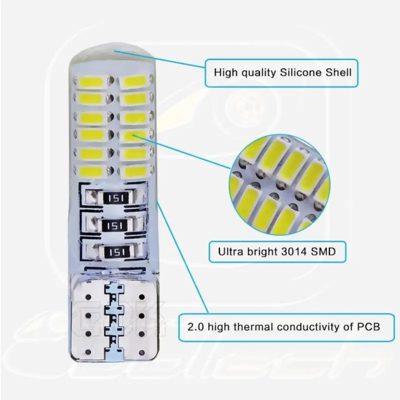 BOBLTECH Lampu Senja Led T10 W5W Silica Motor Mobil Murah Terang 12V DC (2 Buah) Car 4