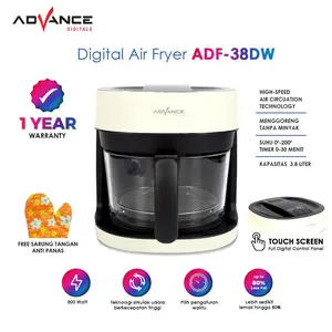Air fryer Digital hemat listrik Advance ADF-38DW 3.8L mesin penggoreng tanpa minyak anti lengket low watt garansi 1 tahun
