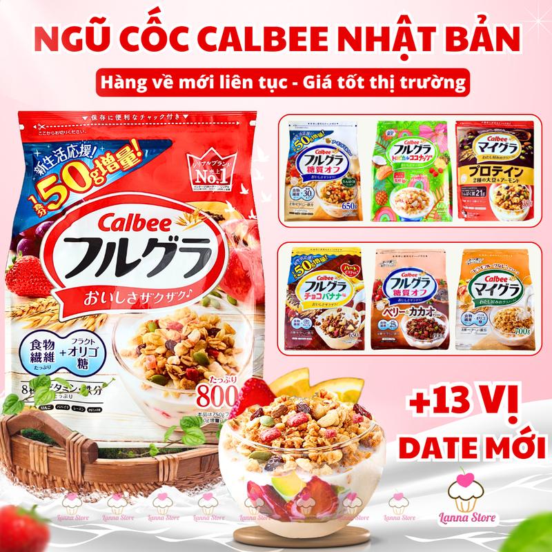 【DATE MỚI VỀ + 13 VỊ Ngũ cốc Calbee Nhật Bản Mix Sua C/hua Hoa Quả Hạt Sấy Khô Granola Ăn Sáng Lanna Store