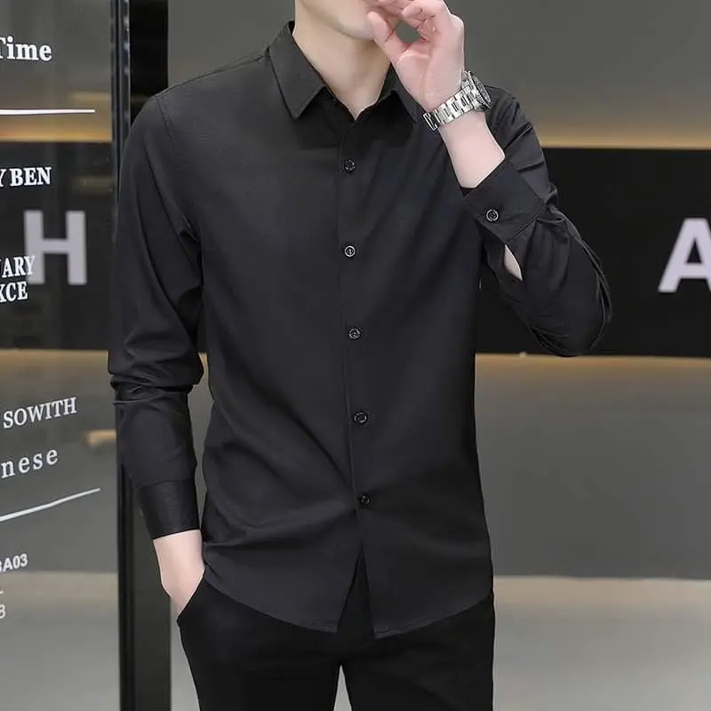 Áo Sơ Mi Dài Tay Lụa Thái Cao Cấp form Slim Fit Co Giãn Nhẹ
