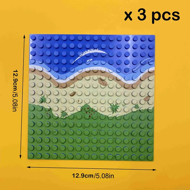 Island Scene Straight Road Bend River Building Blocks, MOC Small Particle Building Blocks, Children's Assembly Toys, Small Particle Panel 2