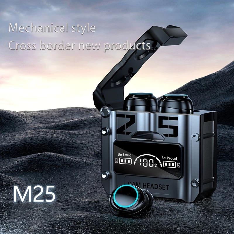 Product Introduction of 2024 TWS M25 Bluetooth Earphone 5.3 Waterproof Wireless Headphone 9D Stereo Sports Earbuds LED Microphoe Gaming Earphone Fireod 45
