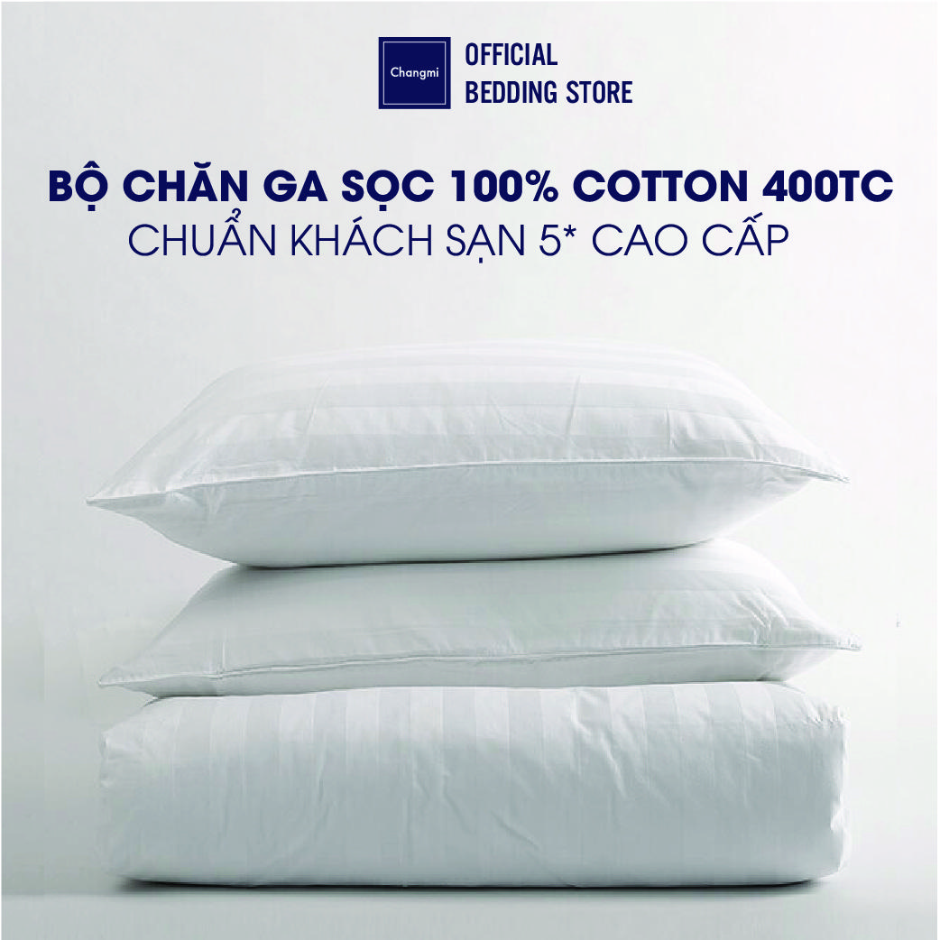 Changmi Bộ 3 món Cotton Sọc Cao Cấp Chuẩn Khách Sạn 5 Sao mềm mịn, bền màu, sang trọng đồng tiền đỏ thoáng khí