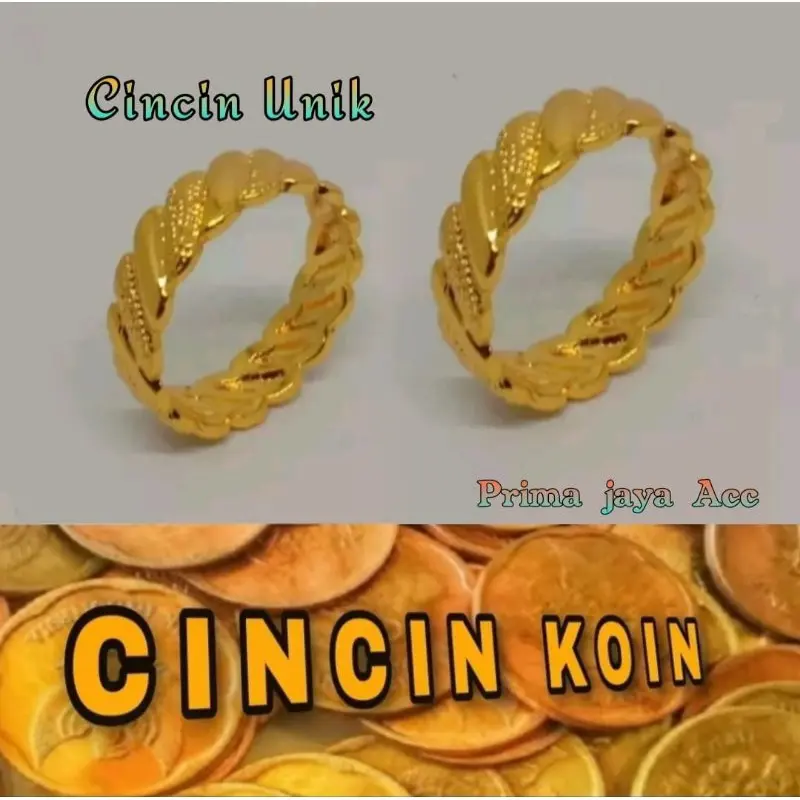 Cincin Unik Terbaru Terbuat Dari Bahan Koin 1991-1992 Berlapis Emas 24K ANTI KARAT TOZA