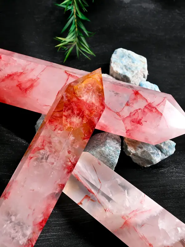 Dyed Hematoid Quartz Tower, Bohemian Style Crystal Tower for Home Decoration, Unique Gifts for Holidays 4