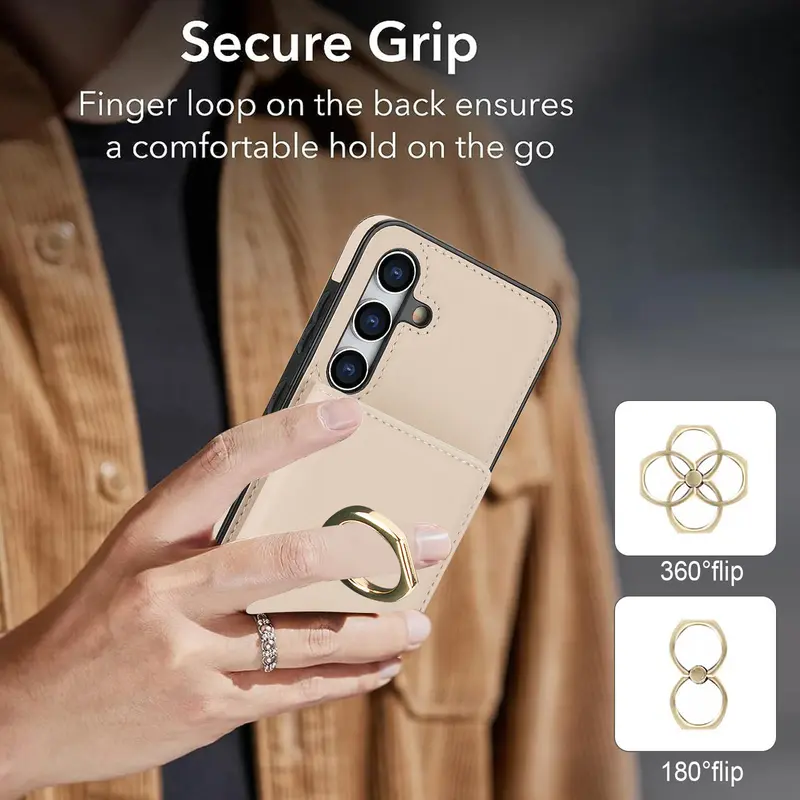 Magnetic Ring Holder Design Phone Case with Card Slot, 1 Count Shockproof Phone Protective Cover Compatible with Samsung Galaxy A55/A35/A25/A12/A15 8