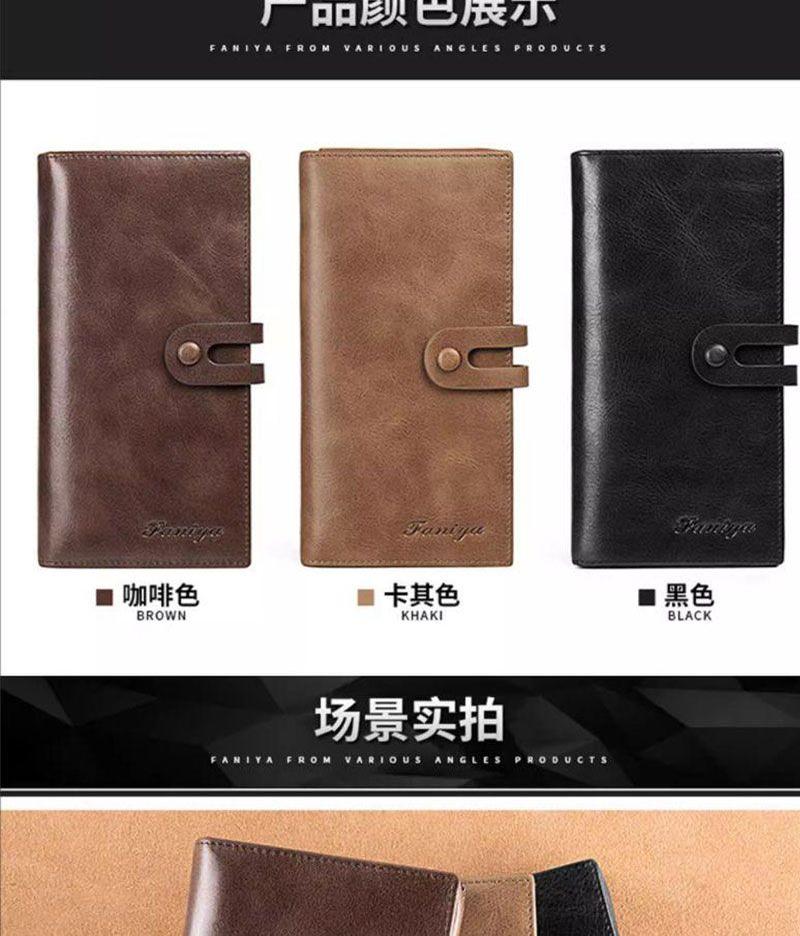 Product Introduction of Beg Tangan Dompet Panjang untuk Lelaki, Diperbuat daripada Kulit Lembu Tulen, Reka Bentuk Berbilang Lapisan, Warna Coklat Gelap, Boleh Menampung Kad, Beg Dompet Lelaki, 2025 Dompet Bertuah Bags wallet  design korea 5