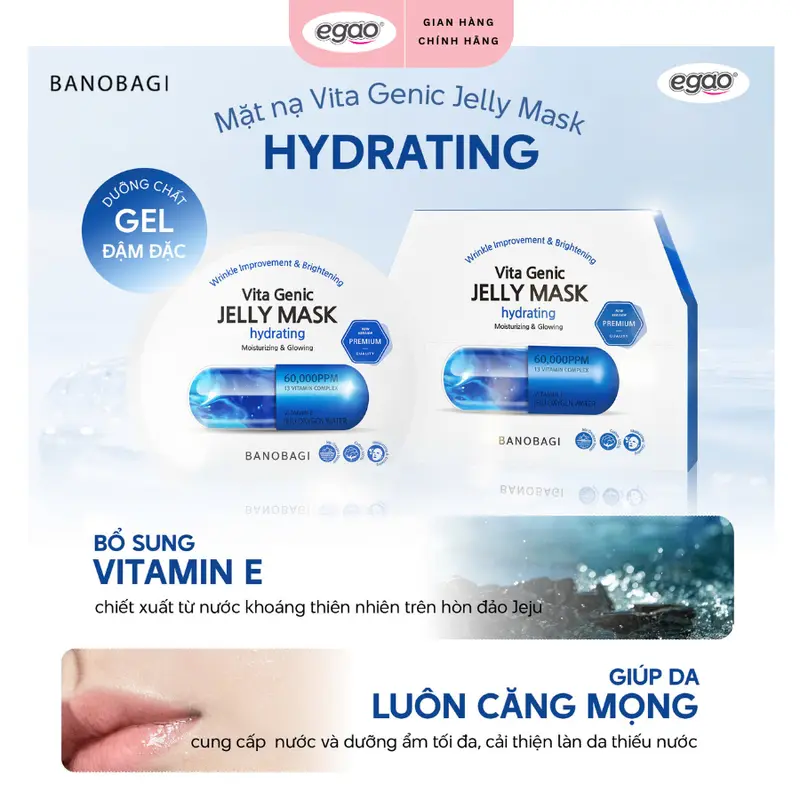 [Live] Combo 10 Miếng Mặt Nạ Banobagi Cấp Ẩm, Dưỡng Da, Vita Genic Jelly Mask 300g – Egao 2