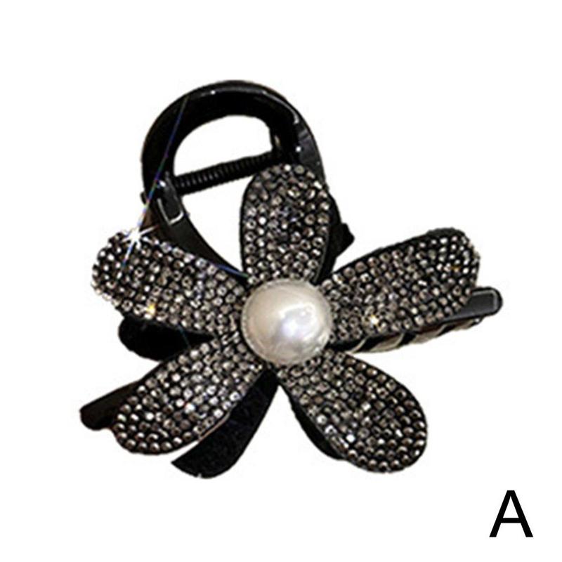 Product Introduction of Light Luxury Simple And Elegant Sparkling Flower Clip Female Bun Hair Clip Back Of Head Hair Clip Bright Flash Flower Shark Clip Versatile Exquisite Headdress 12