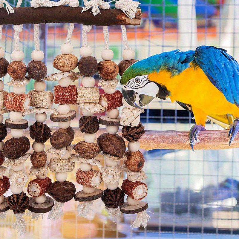 Product Introduction of Natural Wooden Bird Toy for Large Parrots - Promotes Chewing and Tearing for African Greys, Cockatoos, Macaws and More 3