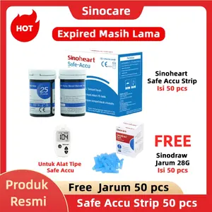 【Hemat】Free Jrum Sinocare/Sinoheart Safe Accu Strip Uji Gula Darah (50 Strip)