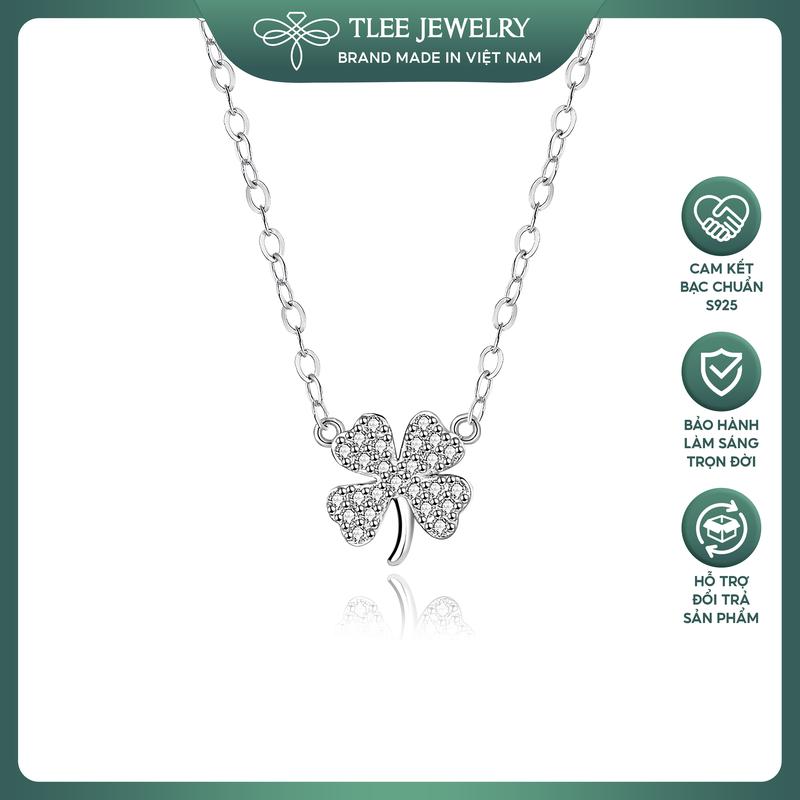 Dây chuyền bạc nữ TLEE mẫu cỏ bốn lá đính đá nhỏ mini nữ tính TLEE JEWELRY D0186