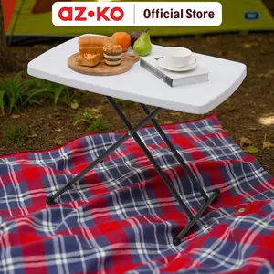 AZKO Krisbow Meja Lipat Rectangle - Putih Meja Lipat Portabel Meja Portable Folding Table Picnic Table