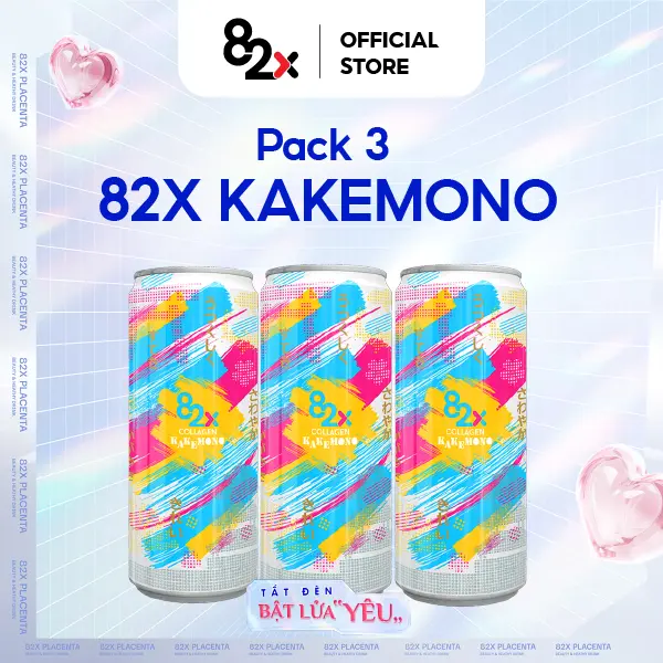 Pack 3 lon Thực phẩm bổ sung Collagen beauty drink 500 miligram miixed with Vitamin C 70 miligram, pink guava flavor (82X KAKEMONO BRAND) 1